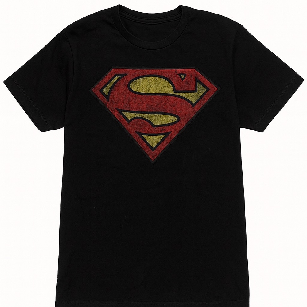 Superman Logo Black T-Shirt, Unisex - Size S